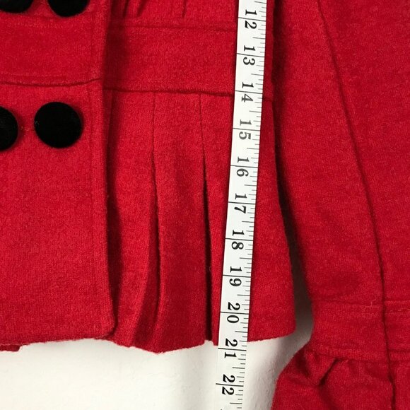 Qton Los Angeles Red Wool Blend Velvet Trim Blazer Size Small - Picture 12 of 12